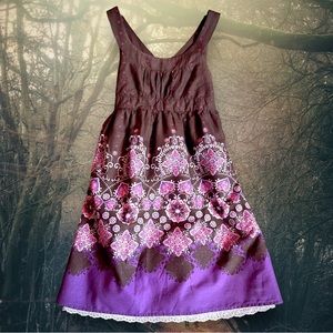 100% Cotton Purple Floral Sun Dress by Xhileration - Girl Size MEDIUM